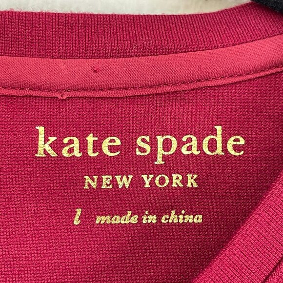 Kate Spade Womens Large Colorblock Bell Sleeve Ponte Dress Cranberry Cocktail - Picture 4 of 13